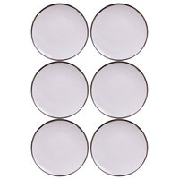Jogo 6 Pratos Sobremesa Tramontina Canyon 21cm em Porcelana Decorada Cozinha Servir Tortas Doces