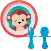 Kit Prato para Bebê 21cm Talheres para  Introdução Alimentar Colher e Garfo Treinamento Buba Kit Prato para Bebê 21cm Talheres para  Introdução Alimentar Colher e Garfo Treinamento Buba
