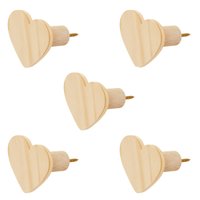 Kit 5 Ganchos Cabideiro de Madeira Pinus Pendurador Parede Formato Coração Decorativo
