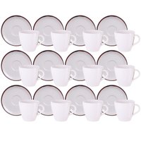 Jogo 12 Xícaras de Café com Pires 200ml Porcelana Tramontina Canyon Chá Capuccino Mesa Posta