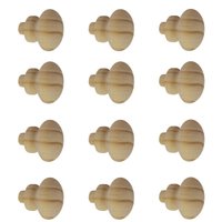 Kit 12 Puxadores de Madeira Redondos Para Móveis Gavetas Armários Modelo Roma Tipo Tapa Furo