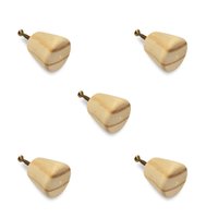 Kit 5 Puxadores de Madeira Redondos Para Móveis Gavetas Armários Modelo Cone