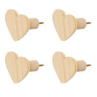 Kit 4 Ganchos Cabideiro de Madeira Pinus Pendurador Parede Formato Coração Decorativo