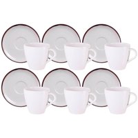 Jogo 6 Xícaras com Pires 200ml Chá Café Porcelana Tramontina Canyon 12 Peças