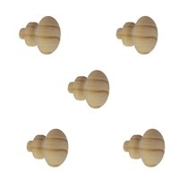 Kit 5 Puxadores de Madeira Redondos Para Móveis Gavetas Armários Modelo Roma Tipo Tapa Furo