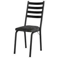 Cadeira Tubular Europa 166 Preto Assento Floral Dourado ARTEF