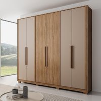 Guarda Roupa Casal 6 Portas 4 Gavetas Mônaco Carraro Freijó c/ Avelã