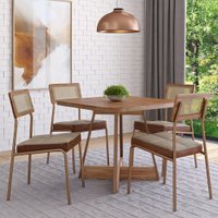 Conjunto Sala de Jantar 4 Cadeiras Margarida Carraro Nogal