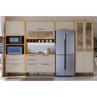 Kit Cozinha Modulada 5 Peças Syrah (2Aéreos+1Balcão+1Paneleiro+1TorreQuente) C5P147 Amendoa/Off White - Ronipa