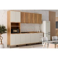 Kit Cozinha Modulada 5 Peças Sauvignon (2Aéreos+2Balcões+1Paneleiro) C5P152 Amendoa/Off White - Ronipa