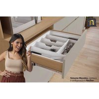 Kit de Cozinha Compacta Realeza c/ 4 Portas 5 Nichos e 2 Gavetas 160cm Carvalho/Greice - Nesher