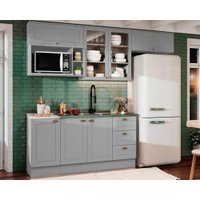 Kit Cozinha Modulada 7 Peças Americana (4Aéreos+2Balcões+1Complemento) s/Pia CZ140 Cinza - Henn