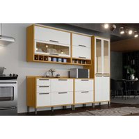 Kit Cozinha Modulada 5 Peças Syrah (2Aéreos+2Balcões+1Paneleiro) C5P145 Amendoa/Branco - Ronipa