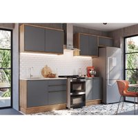 Kit Cozinha Modulada 6 Peças Versalis (3Aéreos+2Balcões+1Complemento) C6P161 Freijo/Grafite - Herval