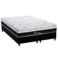 Conjunto Box Queen: Colchão Molas Polar Ensacadas Diamond + Base CRC Suede Black (158x198)