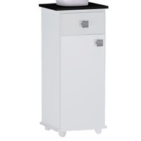 Balcao Multiuso 1 Porta 35 cm Karol Branco Preto REAJL Moveis