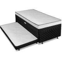 Cama Bibox com Baú Solteiro Ortopédica com Cama Auxiliar Conjugada 88x188x51cm - Preto/Branco Cama Bibox com Baú Solteiro Ortopédica com Cama Auxiliar Conjugada 88x188x51cm - Preto/Branco