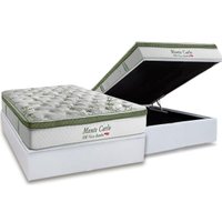 Cama Box Baú Casal: Colchão Molas Ensacadas Herval Monte Carlo Visco + Base CRC Linhão White (138x188)