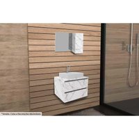 Armário c/ Balcão Banheiro Suspenso BN3607 s/Cuba 60cm e Espelho BN3602 Mármore Branco - Tecno Mobili