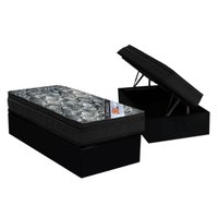 Conjunto Box Baú Solteiro: Colchão Molas Ortobom Nanolastic ISO + Base CRC Suede Black (88x188)