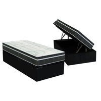 Conjunto Box Baú Solteiro: Colchão Molas Orthoflex Bonnel Venezia+Base CRC Corano Black (88x188)