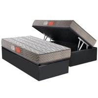 Conjunto Box Baú Solteiro: Colchão Molas Paropas D45 Pasquale Gray + Base CRC Suede Gray (88x188)