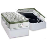 Conjunto Box Baú Solteiro: Colchão Molas Herval Ensacadas Monte Carlo Visco + Base CRC Linhão White (88x188)