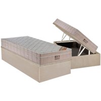 Cama Box Baú Solteiro: Colchão Molas Ensacadas Ortobom Fort Airtech Spring + Base CRC Suede Clean(88x188)