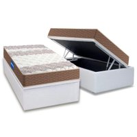 Conjunto Box Baú Solteiro: Colchão Espuma Probel D33 Guarda Costas + Base CRC Courano White (88x188)