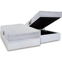 Cama Box Baú Casal: Colchão Anatômico Herval AG65 Frontier + Base CRC Linhão White (138x188)