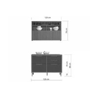 Cozinha Modulada Completa Imperatriz 2 Peças (1Aéreo+1Balcão) C2P30 Freijo/Grafite - Nesher