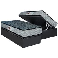 Cama Box Baú Solteiro: Colchão Anatômico Paropas D23 AG65 Royalle Rustico + Base CRC Suede Gray (88x188)