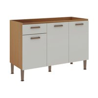 Balcão de Cozinha p/ Pia Essência c/ 3 Portas e 1 Gaveta s/ Tampo 120cm Freijo/White Laca - Genialflex