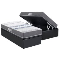 Cama Box Baú Solteiro: Colchão Anatômico Herval D60 / AG65 Timeless + Base CRC Suede Gray (88x188)