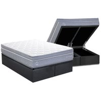 Conjunto Box Baú Queen: Colchão Molas Herval Maxspring C1780 + Base CRC Suede Gray (158x198)