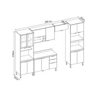 Cozinha Completa Firenze 5 Peças (2Aéreos+1Balcão+2Paneleiros) C5P155 Avena/Grafito - Demóbile