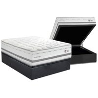 Cama Box Baú Casal: Colchão c/ Vibro Massagem Herval Maxspring C1756 + Base CRC Suede Gray (138x188)