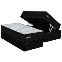 Conjunto Box Baú Solteiro: Colchão Molas Orthoflex Ensacadas Tricot + Base CRC Suede Black (88x188)