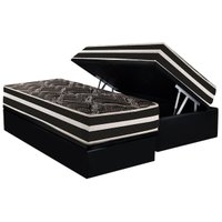 Cama Box Baú Solteiro: Colchão Anatômico Paropas D28 AG80 Master Black Double Face + Base CRC Suede Black (88x188)