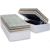 Cama Box Baú Solteiro: Colchão Molas Anjos Ensacadas Classic + Base CRC Corano White(88x188)