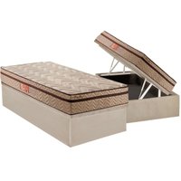 Cama Box Baú Solteiro: Colchão Molas Ensacadas Paropas Marcelly Ibiza + Base CRC Suede Clean(88x188)