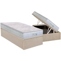 Cama Box Baú Solteiro: Colchão Molas MasterPocket Ensacadas Orthoflex Starflex Dream New + Base CRC Suede Clean (88x188)