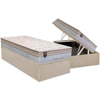 Cama Box Baú Solteiro: Colchão Molas MasterPocket Ensacadas Orthoflex Naturale + Base CRC Suede Clean (88x188)