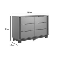 Cômoda de Quarto Giardino c/ 6 Gavetas e Pés Nogueira Touch - Demóbile