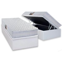Cama Box Baú Solteiro: Colchão Anatômico Herval AG65 Frontier + Base CRC Linhão White (88x188)
