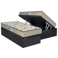 Cama Box Baú Solteiro: Colchão Anatômico Paropas AG65 Max Sono Clean + Base CRC Suede Gray (88x188)