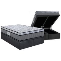 Cama Box Baú Queen: Colchão Anatômico Herval D60 / AG65 Perpetual + Base CRC Suede Gray (158x198)