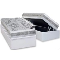 Conjunto Box Baú Solteiro: Colchão Molas Castor Ensacadas Super Luxo Látex Plush + Base CRC Courano White (88x188)