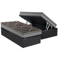 Cama Box Baú Solteiro: Colchão Espuma Paropas D28 / EP Confort Firme + Base CRC Suede Gray(88x188)