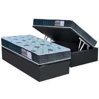 Cama Box Baú Solteiro: Colchão Espuma Orthoflex D45 / EP Cecina + Base CRC Suede Gray(88x188)
